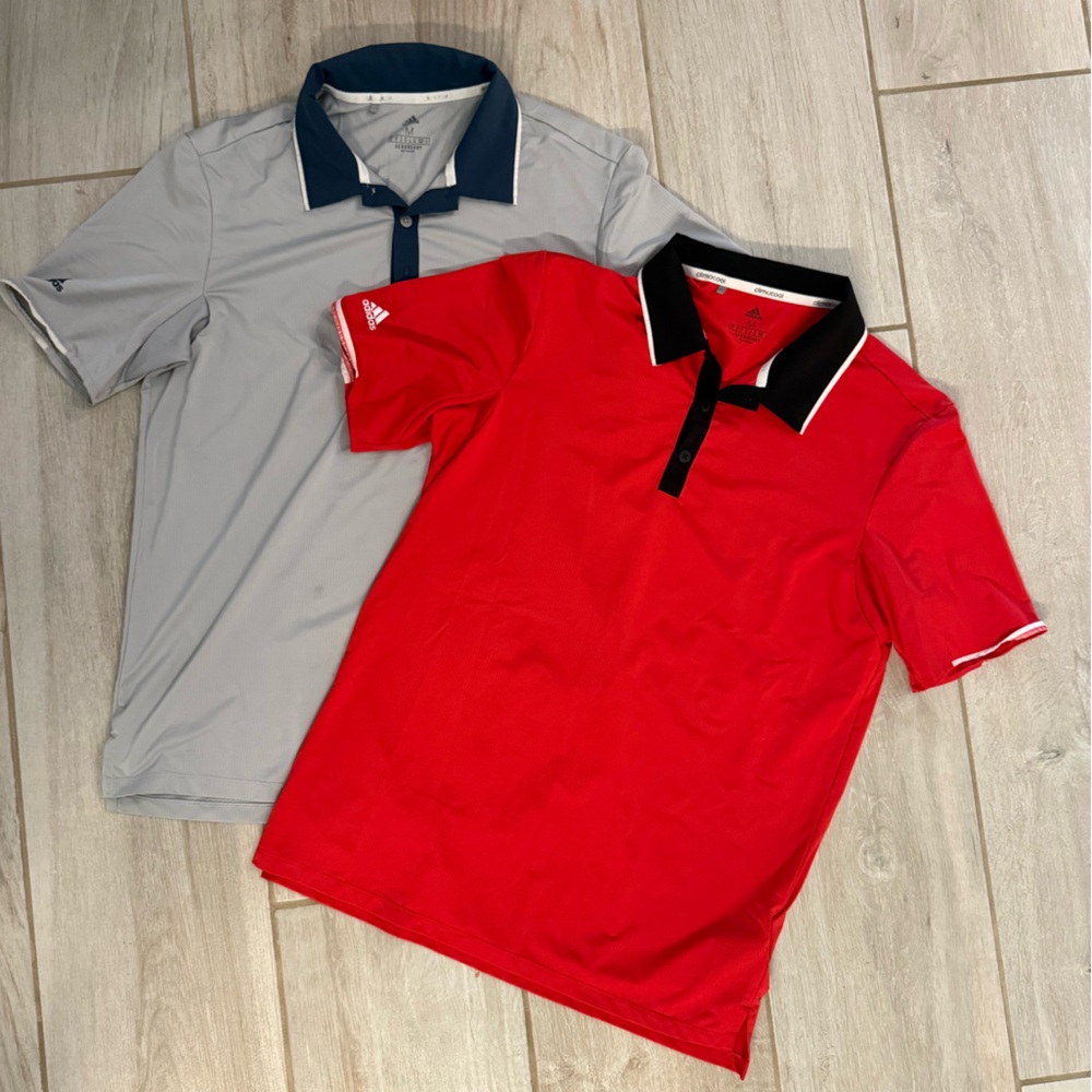 Two for One - grey and red polos
